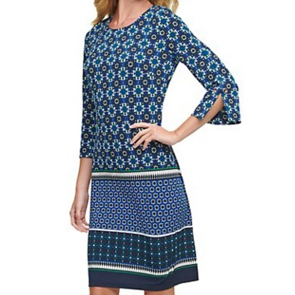 Tommy Hilfiger Navy and White Geometric Dress